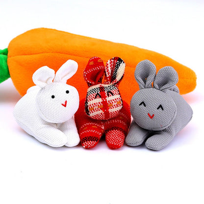 Three Rabbits and Carrots Fun Plush Ornaments