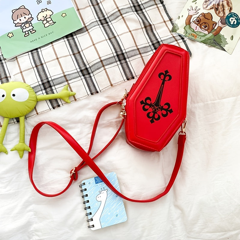 Coffin Shaped Leather Crossbody Bag