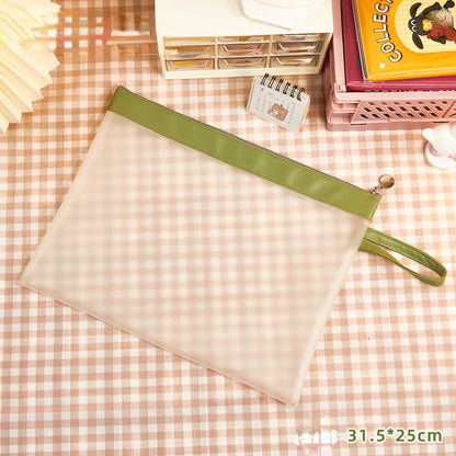 PVC Transparent Portable Zipper A4 File Bag