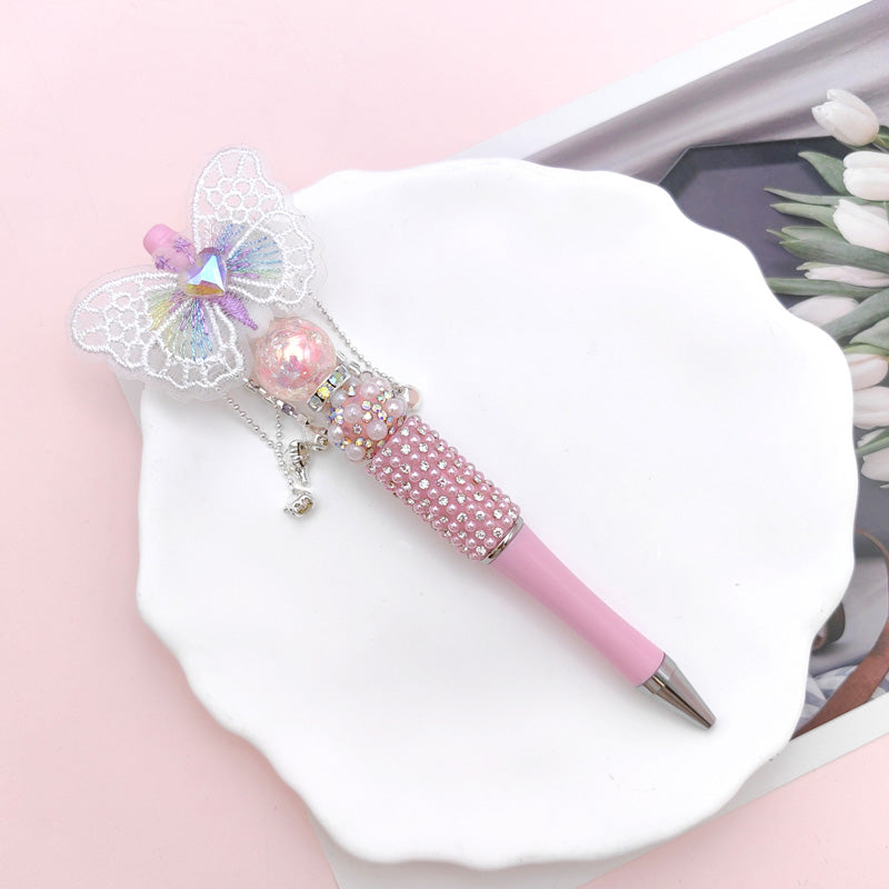 Beaded Pen Pearl Rhinestone Bow Lace Pen Handmade