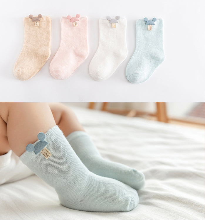 Baby Girls Boys Solid Color Letters Cartoon Accessories Socks