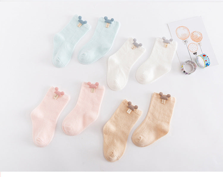 Baby Girls Boys Solid Color Letters Cartoon Accessories Socks