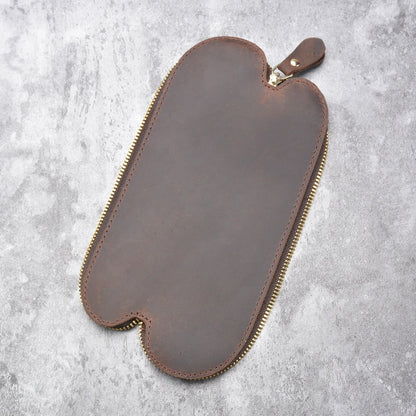 Handmade Creative S-shaped Vintage Crazy Horse Leather Pencil Case