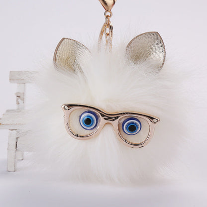 Owl Fur Ball Plush Keychain