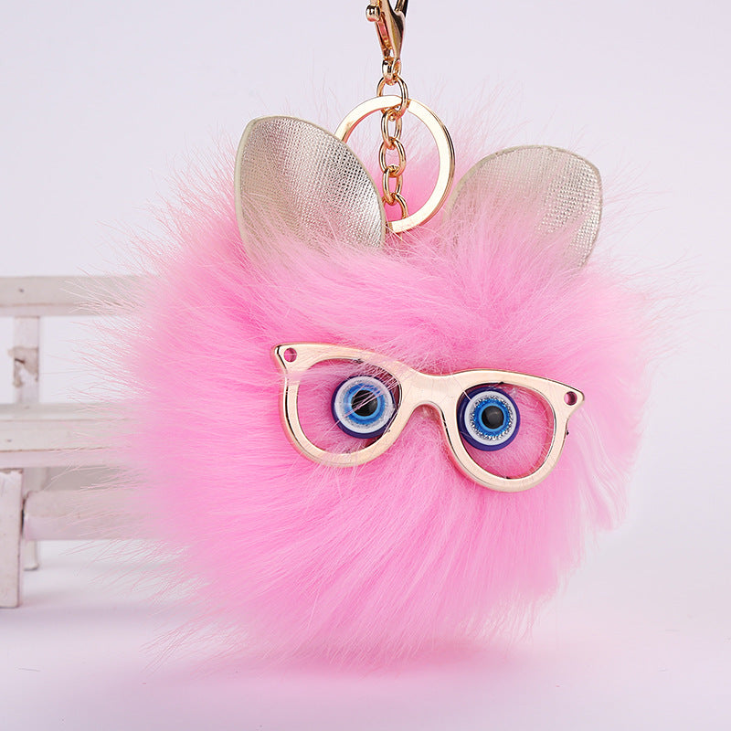Owl Fur Ball Plush Keychain