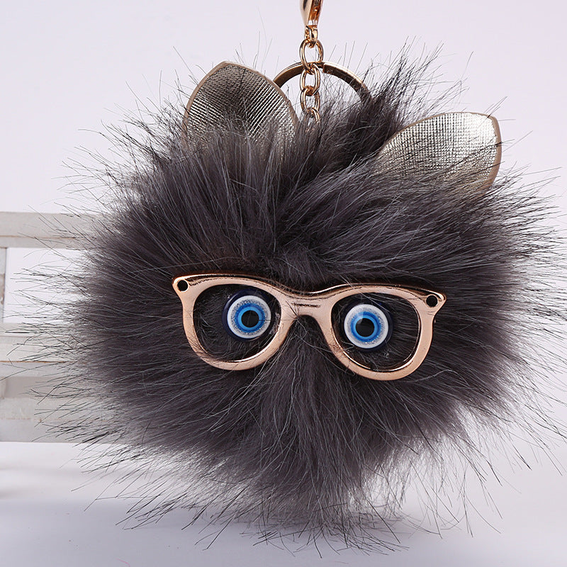 Owl Fur Ball Plush Keychain