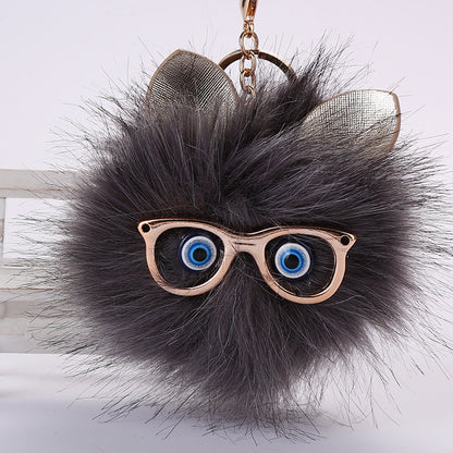 Owl Fur Ball Plush Keychain