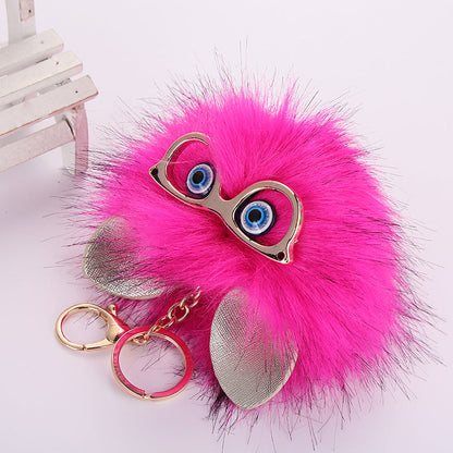 Owl Fur Ball Plush Keychain