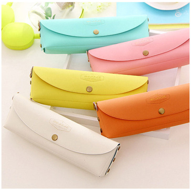 Cute Candy Color PU Pencil Case
