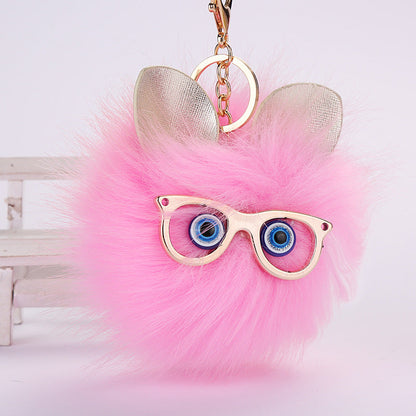 Owl Fur Ball Plush Keychain