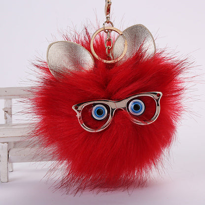 Owl Fur Ball Plush Keychain