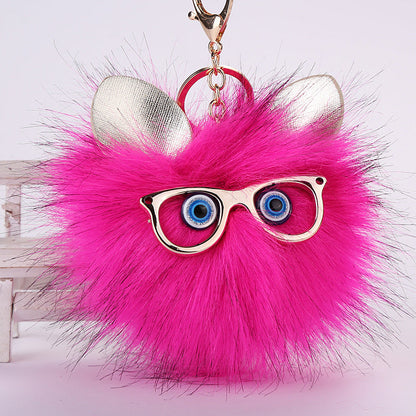 Owl Fur Ball Plush Keychain
