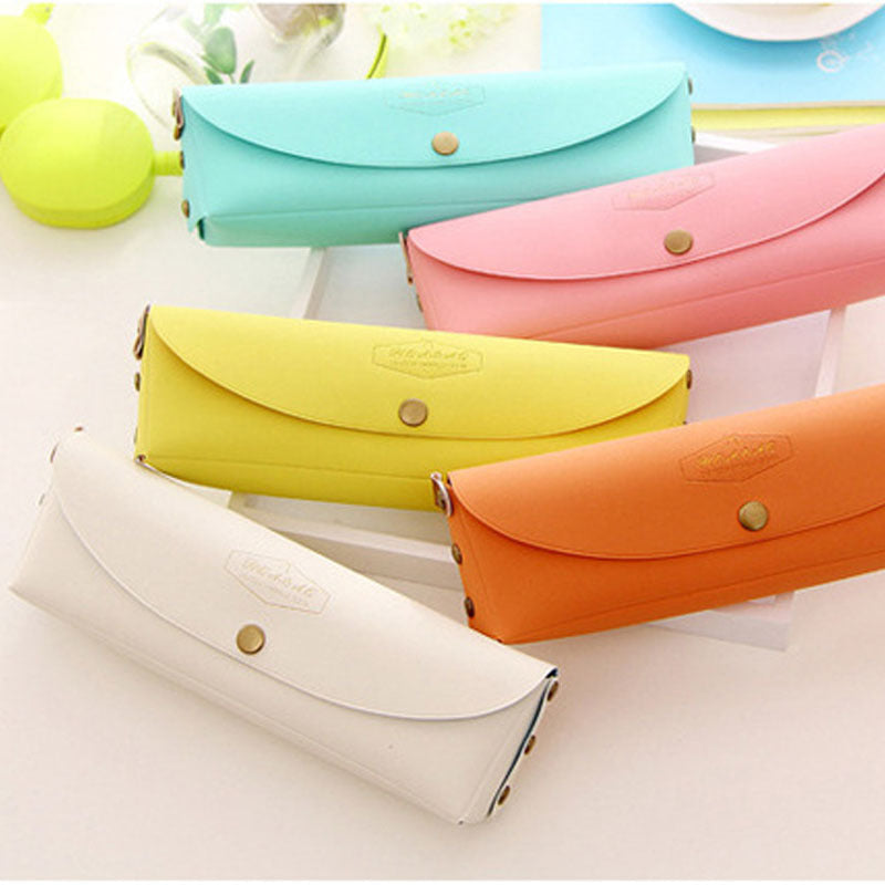 Cute Candy Color PU Pencil Case