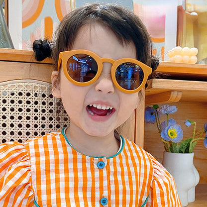 Wholesale Cream Color Kids Versatile Round Frame PC Sunglasses