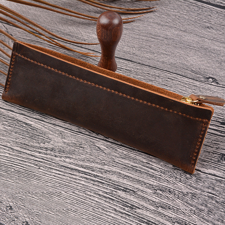 Retro Leather Head Layer Crazy Horse Handmade Pen Bag