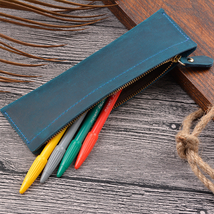 Retro Leather Head Layer Crazy Horse Handmade Pen Bag