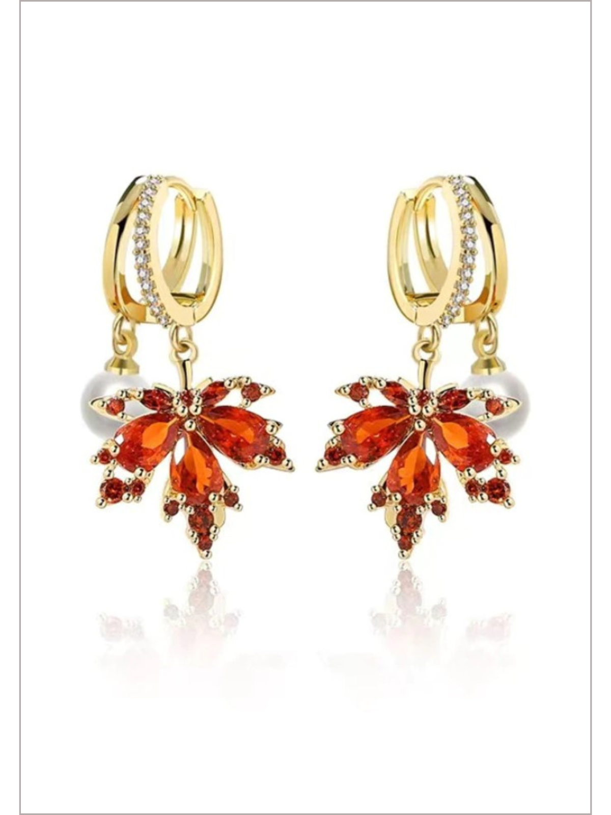 A Lasting Impression Rhinestone Maple Leaf Drop Earrings