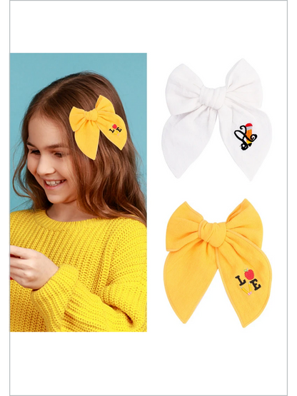 My Little Bookworm Embroidered Hair Bow