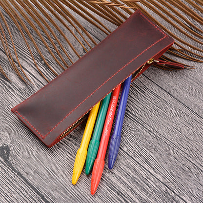 Retro Leather Head Layer Crazy Horse Handmade Pen Bag