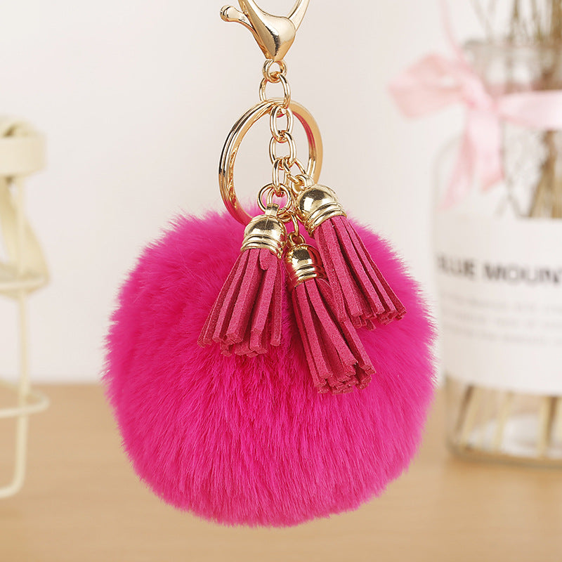 Fur Ball Tassel Keychain
