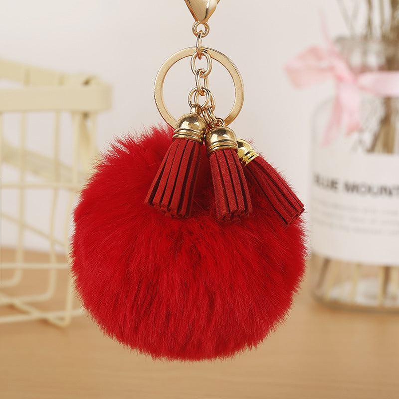 Fur Ball Tassel Keychain