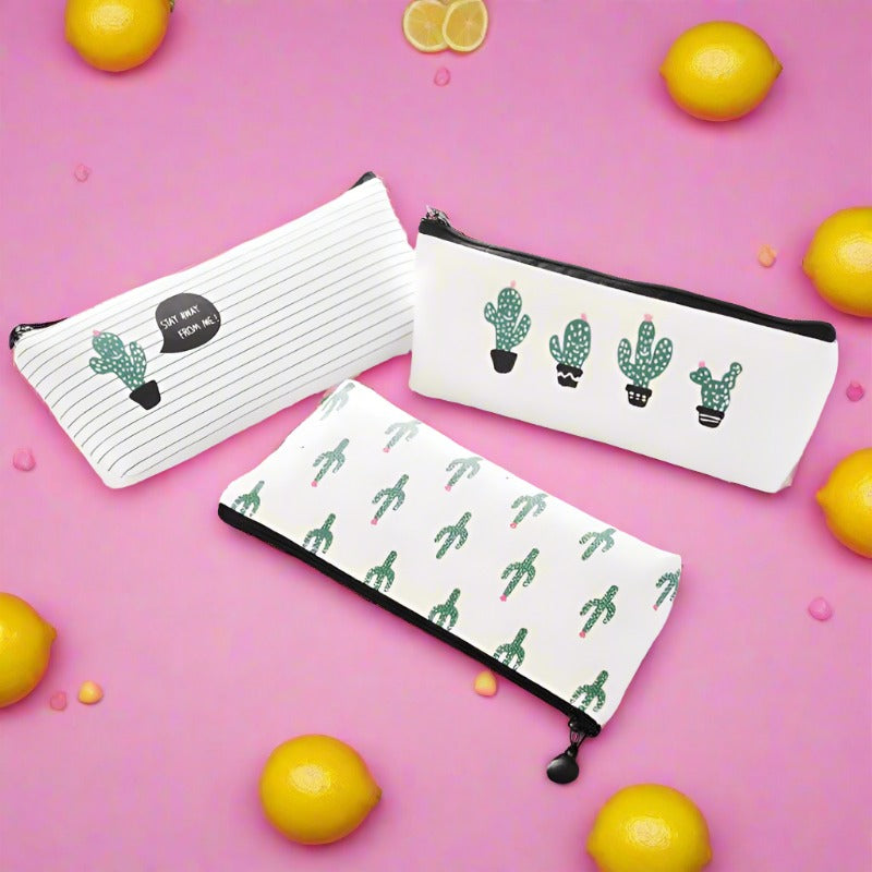 Simple Canvas Cactus Pen Bag