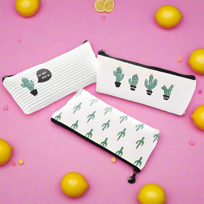 Simple Canvas Cactus Pen Bag