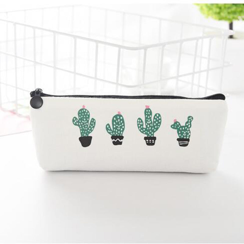 Simple Canvas Cactus Pen Bag