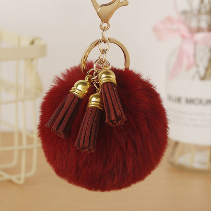 Fur Ball Tassel Keychain