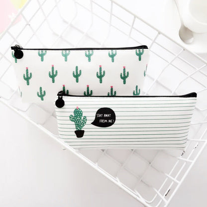 Simple Canvas Cactus Pen Bag