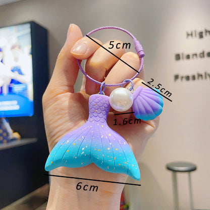 Gradient Pearl Mermaid Tail Resin Keychain Cute Keychain