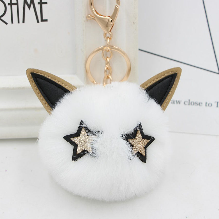 Imitation Fur Five-pointed Star Hair Ball Key Chain