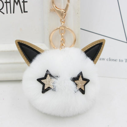 Imitation Fur Five-pointed Star Hair Ball Key Chain