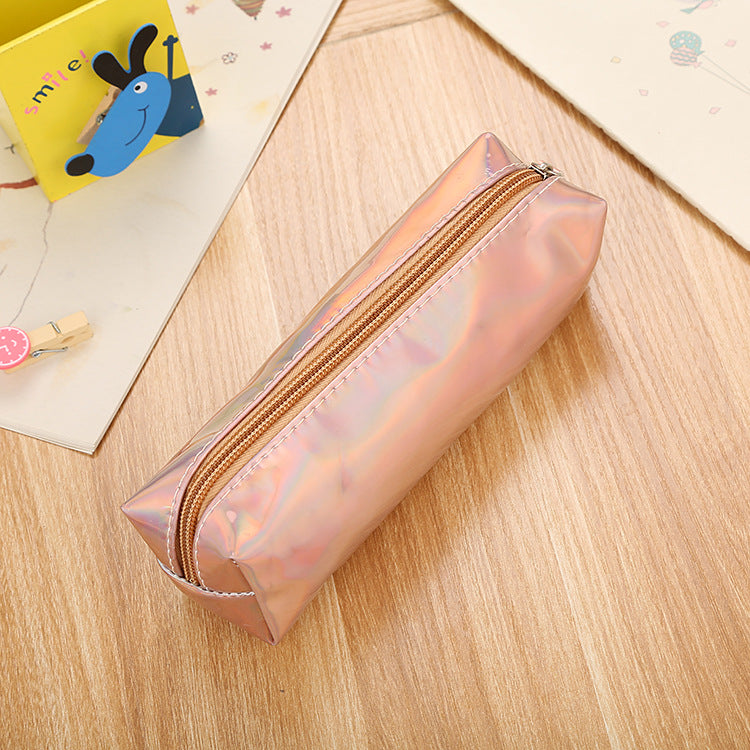 Laser Colorful Leather Pen Bags with Large Capacity Pencil Bags