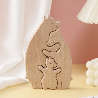 Mother's Day Teddy Bear Family Wooden Ornaments