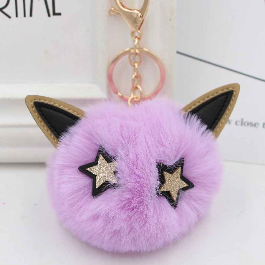 Imitation Fur Five-pointed Star Hair Ball Key Chain