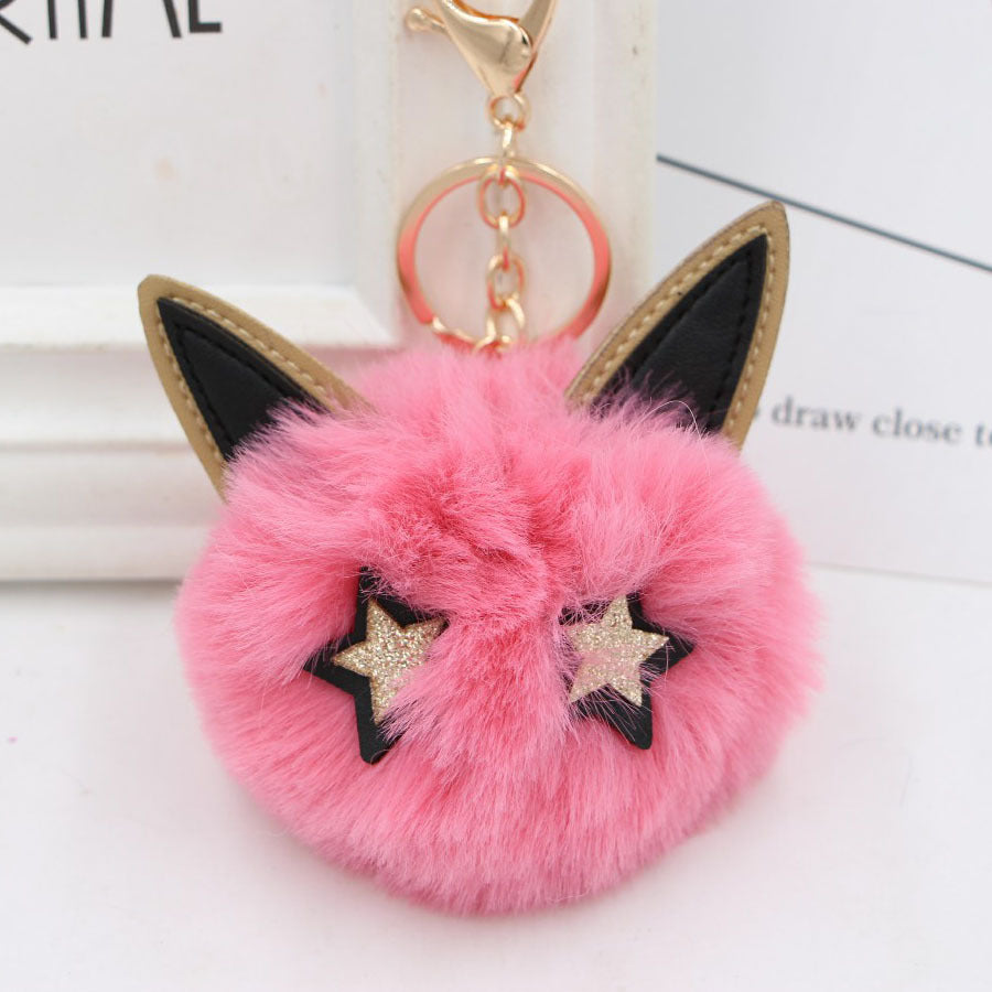 Imitation Fur Five-pointed Star Hair Ball Key Chain