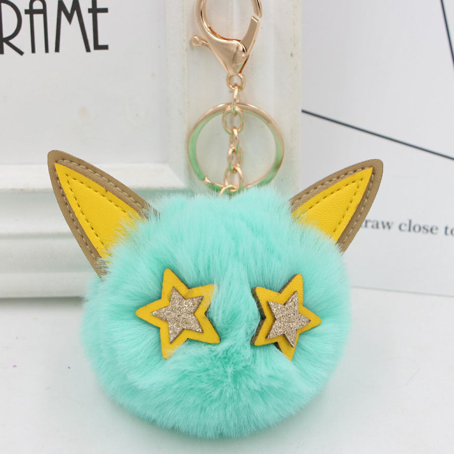 Imitation Fur Five-pointed Star Hair Ball Key Chain