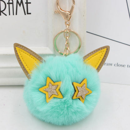 Imitation Fur Five-pointed Star Hair Ball Key Chain