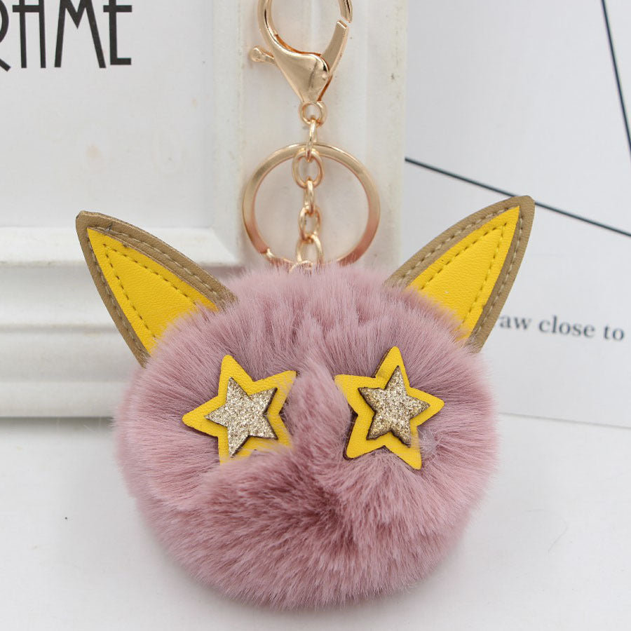 Imitation Fur Five-pointed Star Hair Ball Key Chain
