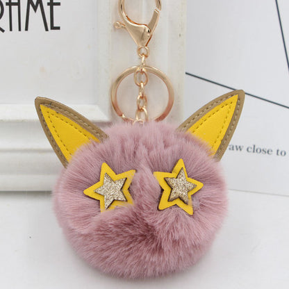 Imitation Fur Five-pointed Star Hair Ball Key Chain