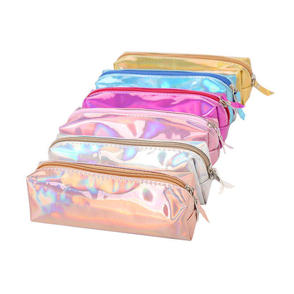 Laser Colorful Leather Pen Bags with Large Capacity Pencil Bags