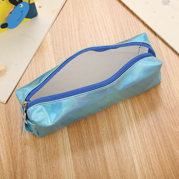 Laser Colorful Leather Pen Bags with Large Capacity Pencil Bags