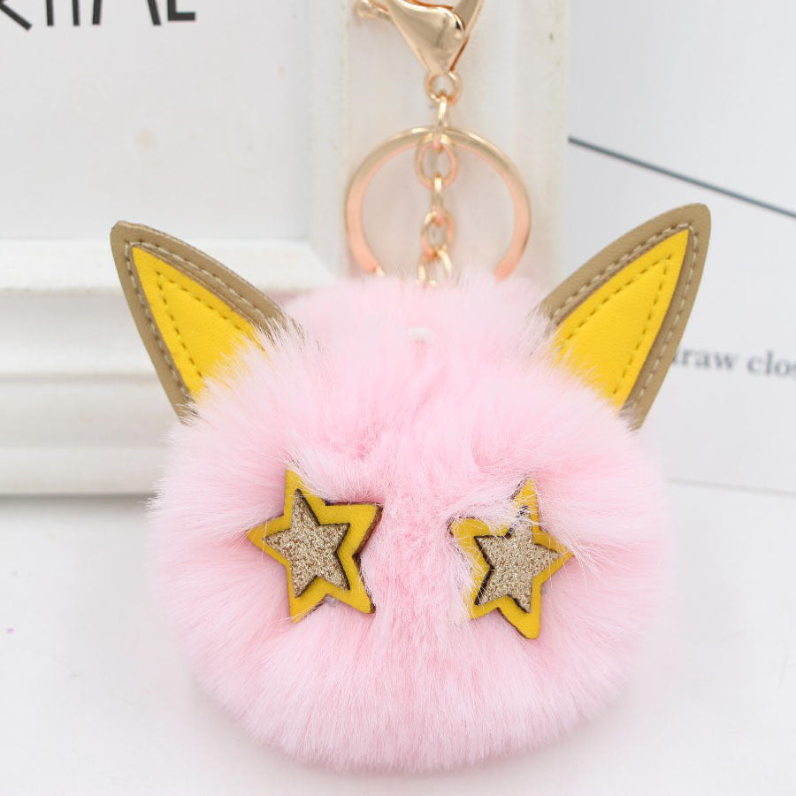 Imitation Fur Five-pointed Star Hair Ball Key Chain