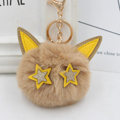 Imitation Fur Five-pointed Star Hair Ball Key Chain