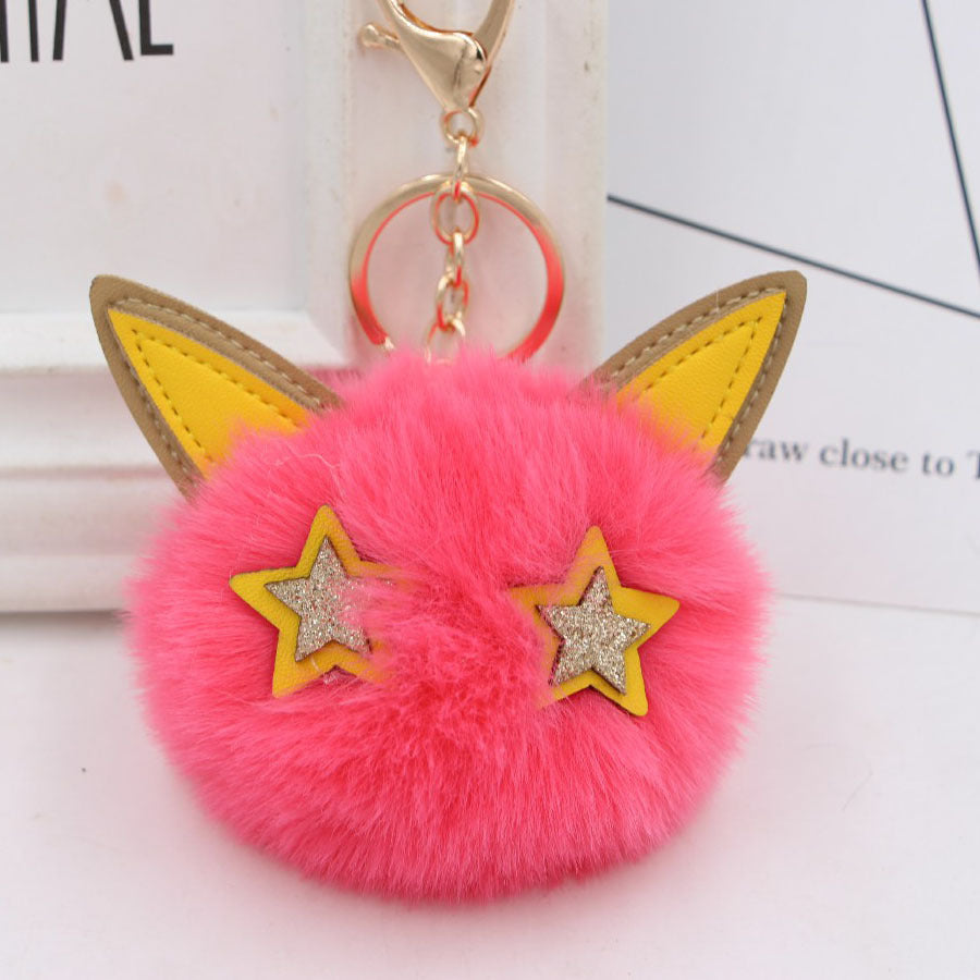 Imitation Fur Five-pointed Star Hair Ball Key Chain