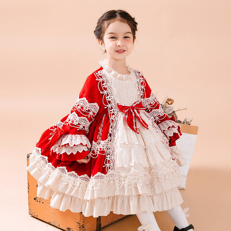Baby Kid Girls Flower Bow Lace Embroidered Dressy Birthday Party Dresses Princess Dresses Wholesale 956610278