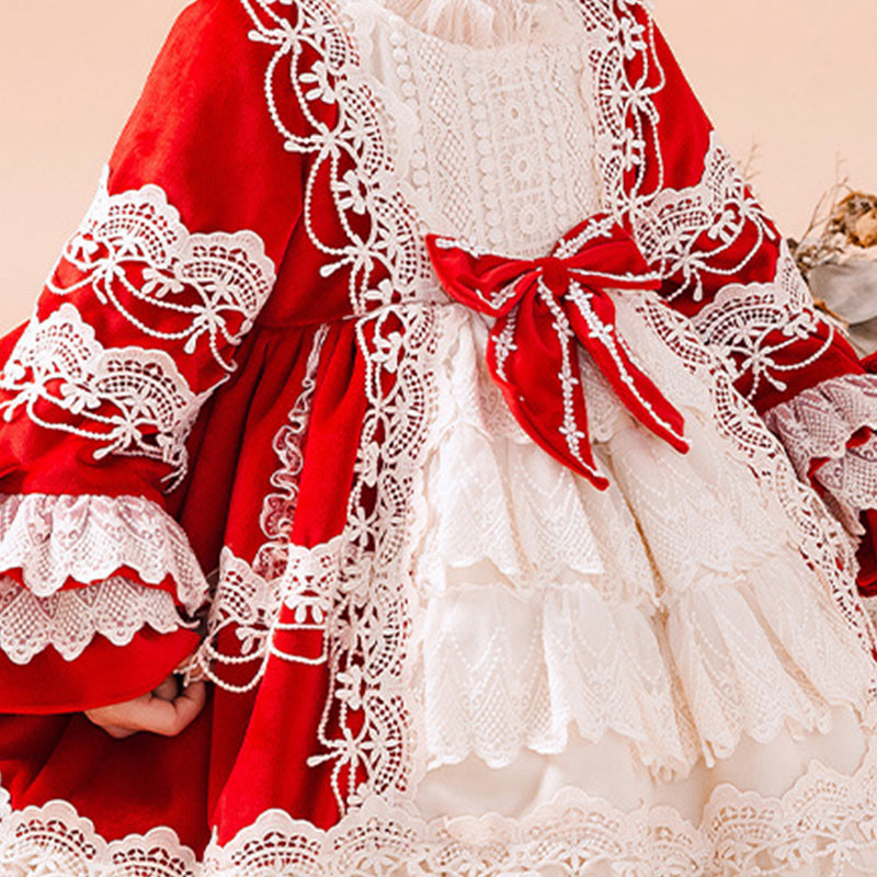 Baby Kid Girls Flower Bow Lace Embroidered Dressy Birthday Party Dresses Princess Dresses Wholesale 956610278