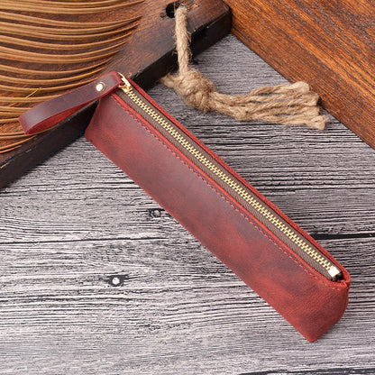 Vintage Genuine Leather Handmade Pencil Case