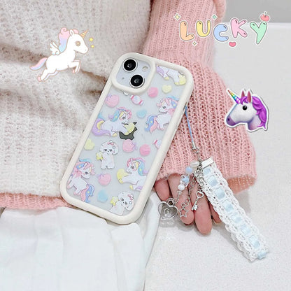 Clear Unicorn Phone Case For Iphone 14Pro 15Pro 12 13 14 15 Pro Max 14ProMax 13ProMax Cover